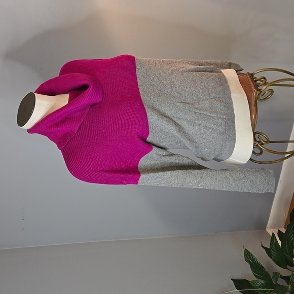 Cyrus Pink and Gray Oversized  Stretchy Colorblock Cowlneck Sweater - Size XS - Picture 2 of 9